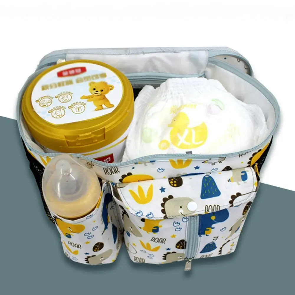 Baby Stroller Bag Multi-functional Storage Mommy Bags-White Dinosaur