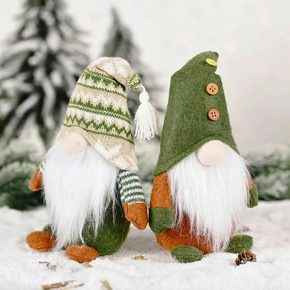 2Pcs Gnome Christmas Decorations Knitted Standing Gnomes Santa Ornaments