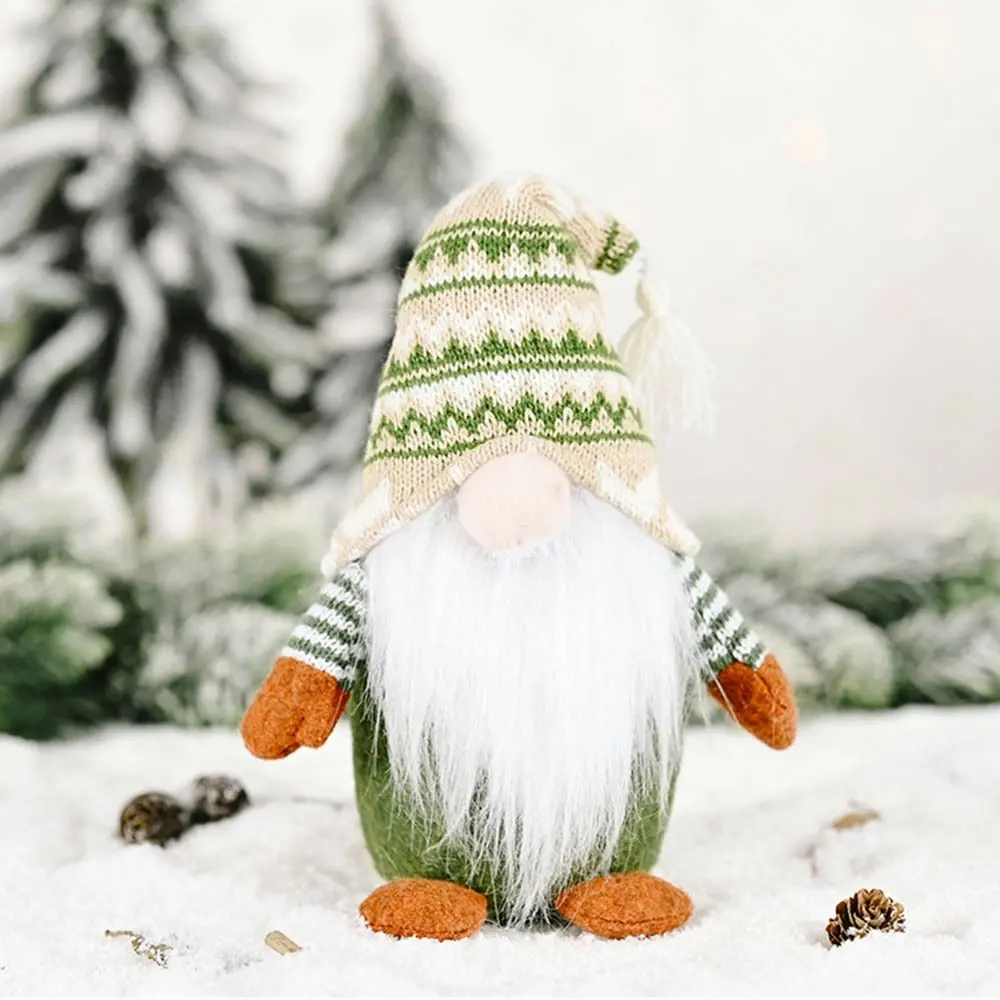 2Pcs Gnome Christmas Decorations Knitted Standing Gnomes Santa Ornaments