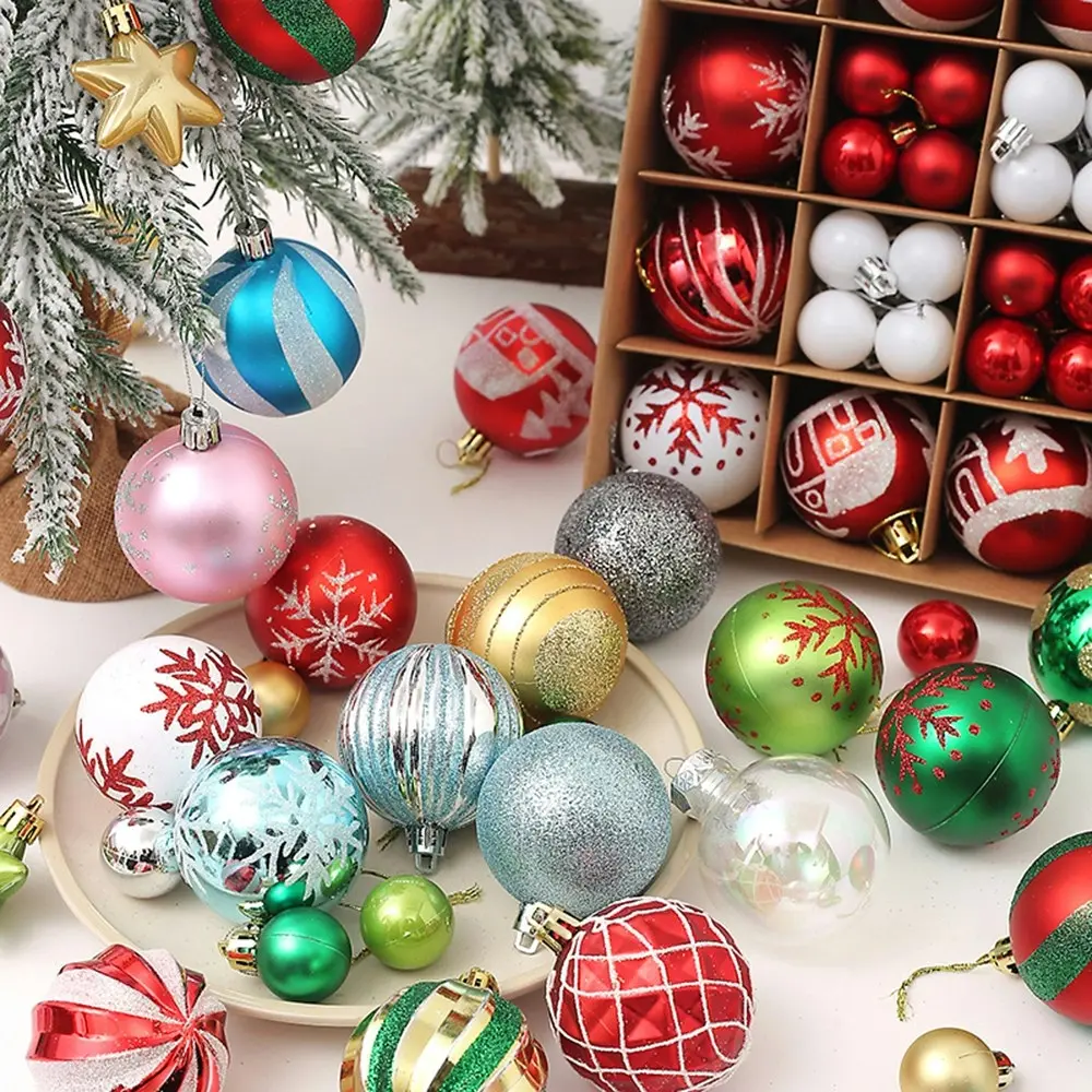 42Pcs Christmas Ornament Christmas Balls Set Xmas Tree Hanging Pendant