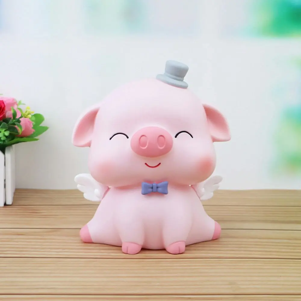 2 Pack Portable Cute Pig Piggy Coin Bank Cartoon Anti-Fall Piggy Bank Ornament