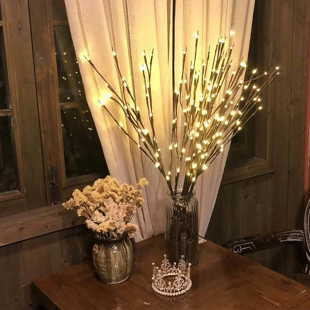 4 Pack LED Branch Light Battery Operated Lighted Branch Vase Filler Willow Tree