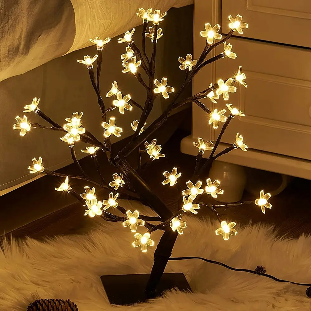 48 LED Cherry Blossom Tree Warm White USB Lights for Home Bedroom Office