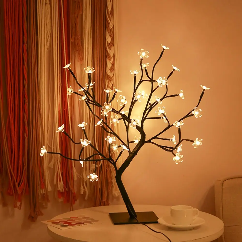 48 LED Cherry Blossom Tree Warm White USB Lights for Home Bedroom Office