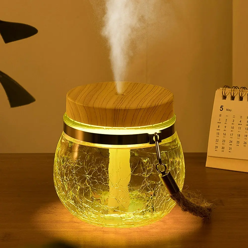 Ice glass air humidifier bedroom night light-Wood