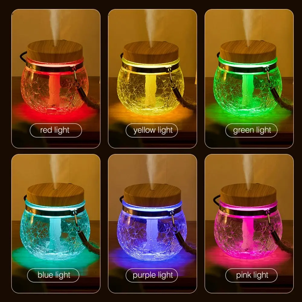 Ice glass air humidifier bedroom night light-Wood