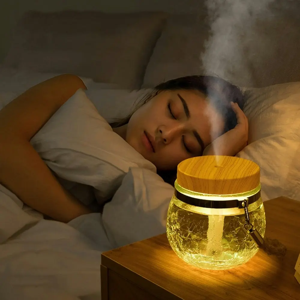 Ice glass air humidifier bedroom night light-Wood