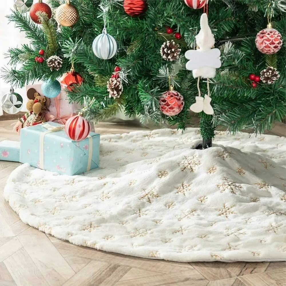 Christmas Tree Skirt with Snowflakes Tree Skirt for Xmas Tree Decorations