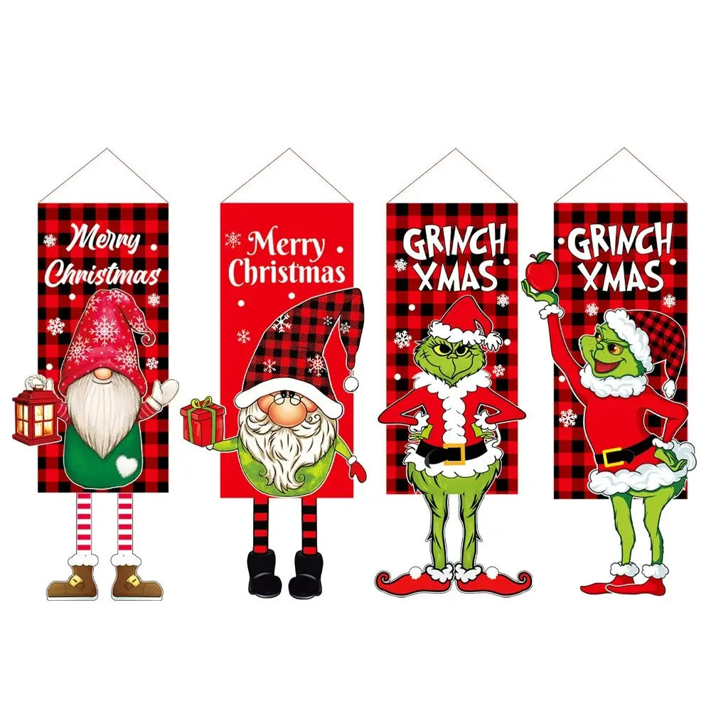 4Pcs Christmas Decorations Grinch Hanging Feet Doll Hanging Doll Hanging Flag