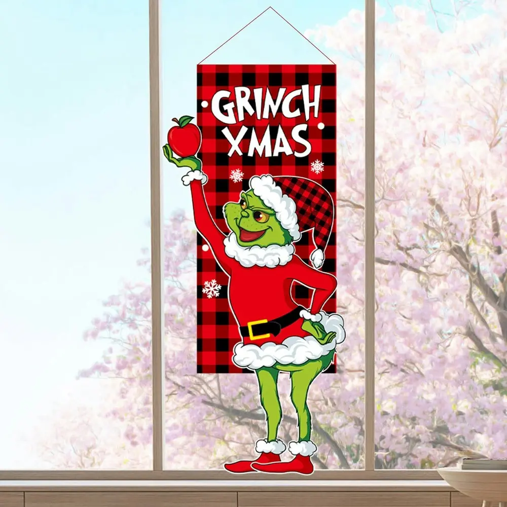 4Pcs Christmas Decorations Grinch Hanging Feet Doll Hanging Doll Hanging Flag