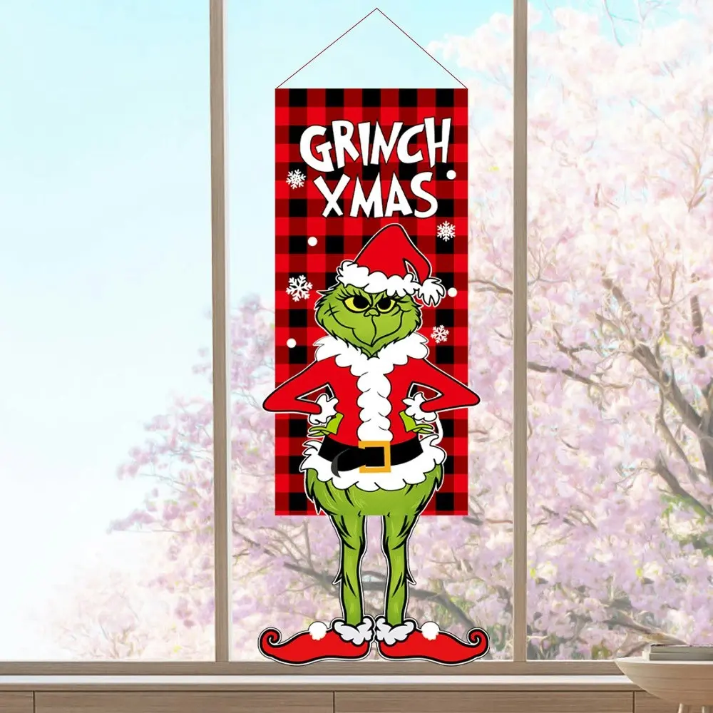 4Pcs Christmas Decorations Grinch Hanging Feet Doll Hanging Doll Hanging Flag