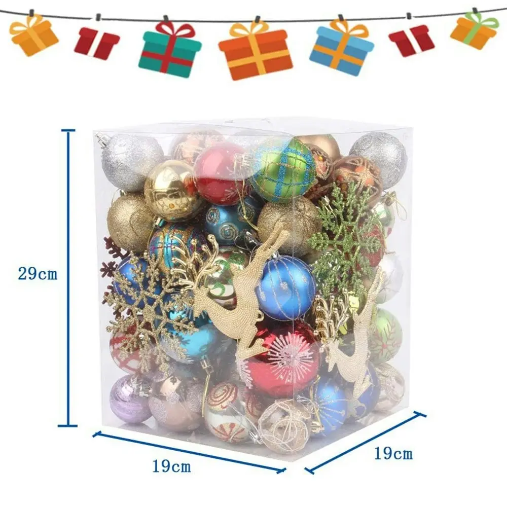 60-70 Pcs Christmas Ball Ornaments Christmas Tree Decorations with Hanging Rope