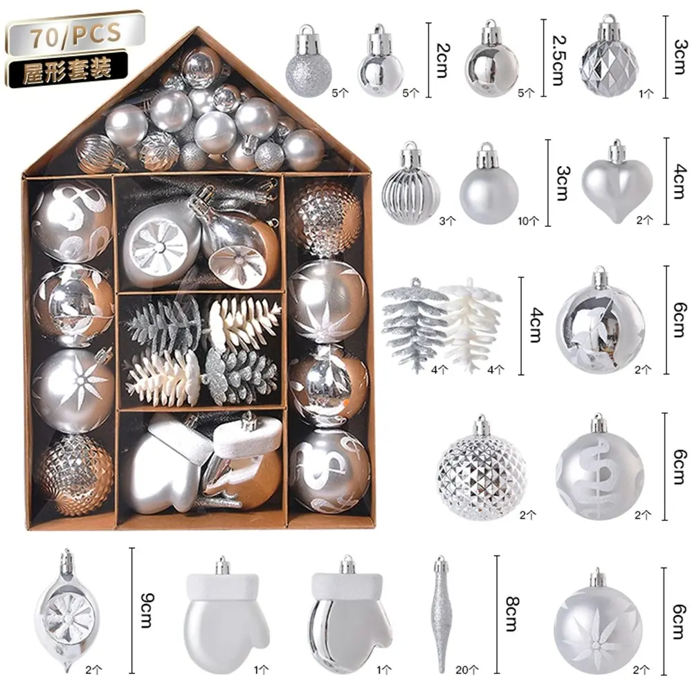 70Pcs Christmas Ball Ornaments Christmas Tree Decorations Party Decorations