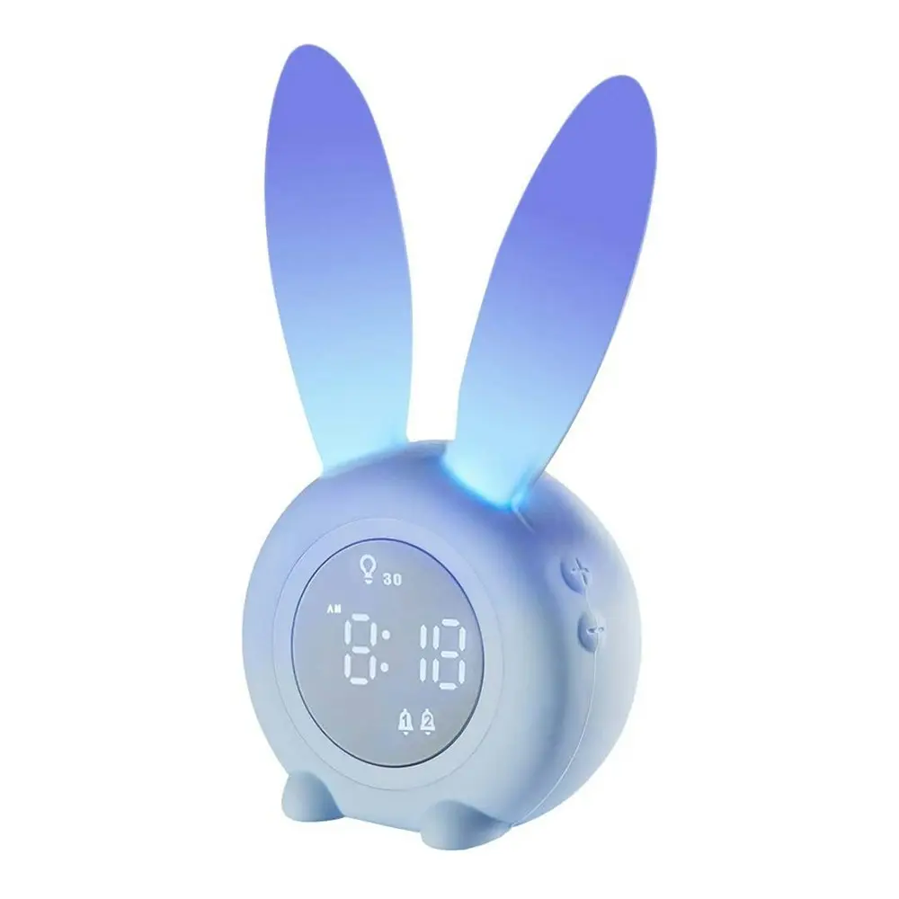 LED Digital Intelligent Alarm Clocks Cute Rabbit Kid Sleep Night Light