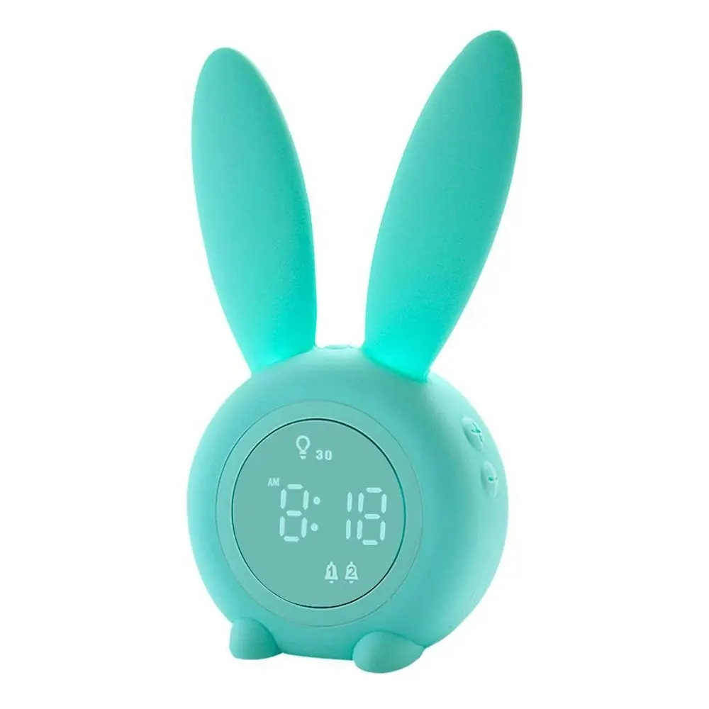 LED Digital Intelligent Alarm Clocks Cute Rabbit Kid Sleep Night Light