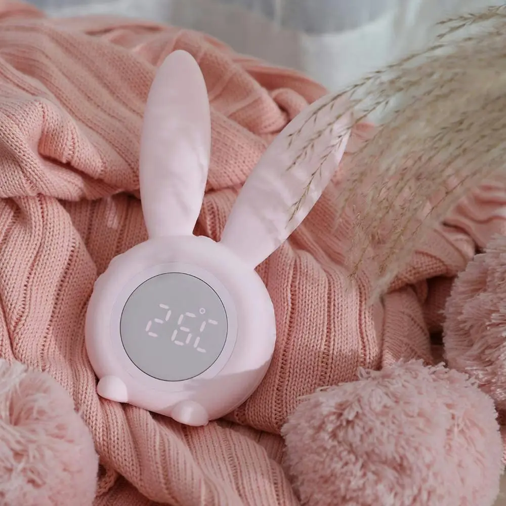 LED Digital Intelligent Alarm Clocks Cute Rabbit Kid Sleep Night Light