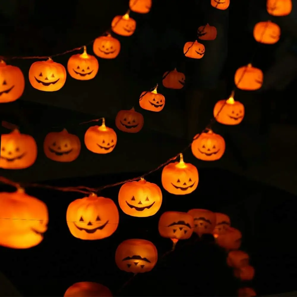 Battery Operated Halloween String Lights LED Pumpkin Lights Party Decor