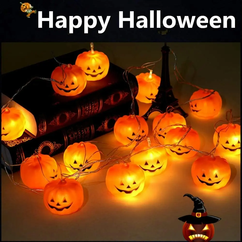 Battery Operated Halloween String Lights LED Pumpkin Lights Party Decor