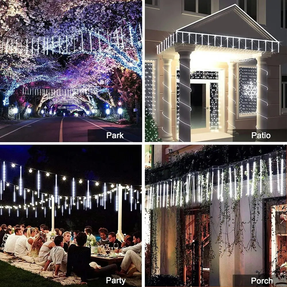 Solar Outdoor LED Meteor Shower String Light for Xmas Tree Wedding Holiday Party