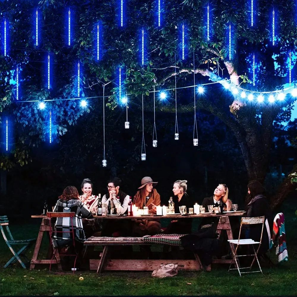 Solar Outdoor LED Meteor Shower String Light for Xmas Tree Wedding Holiday Party