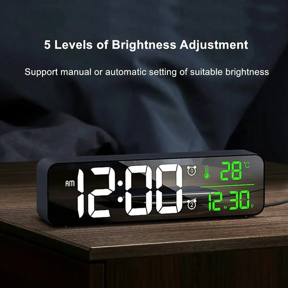 Large Display Digital Clock LED Electric Alarm Clocks With Date Temp Display