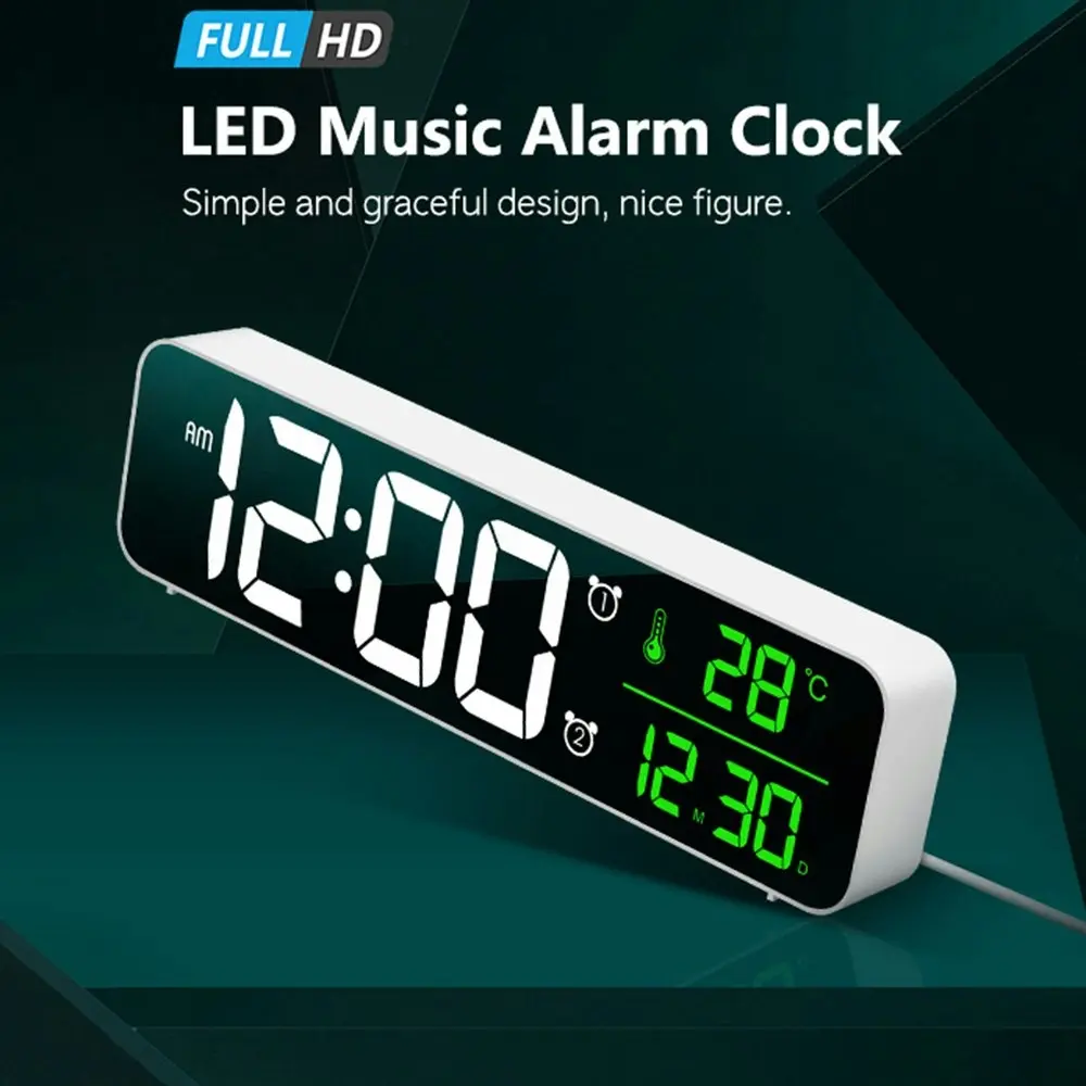 Large Display Digital Clock LED Electric Alarm Clocks With Date Temp Display