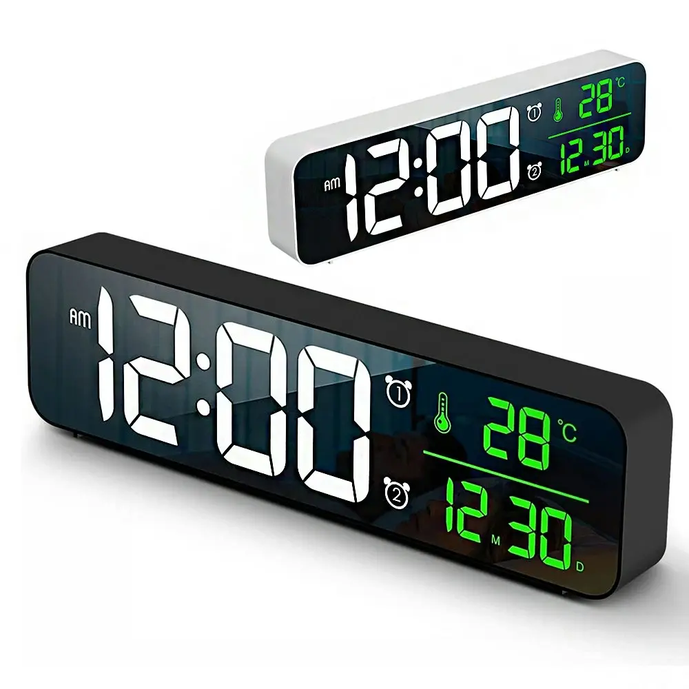 Large Display Digital Clock LED Electric Alarm Clocks With Date Temp Display