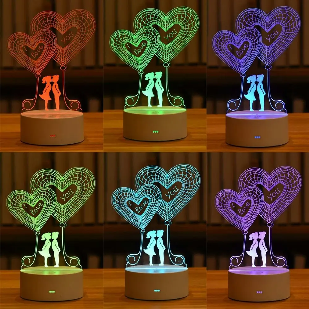 4 Pack Colorful Touch 3D Night Light Bedside Bedroom Touch USB Table Light