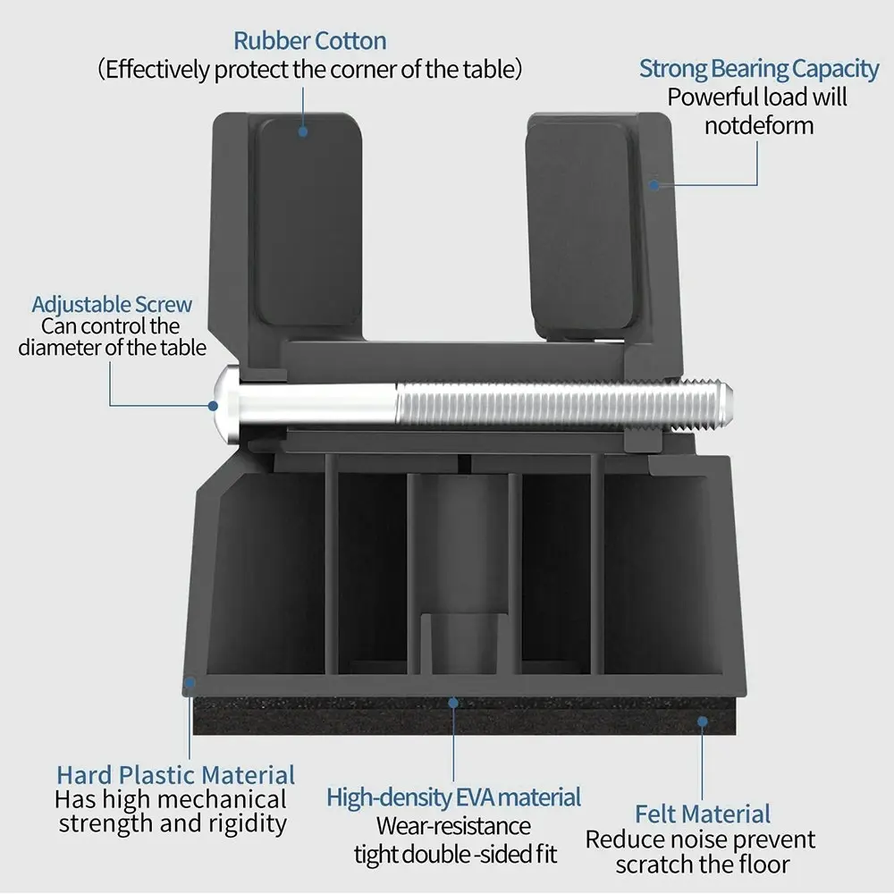 4 Pack Adjustable Chair Risers Height Heavy Duty Tables Furniture Risers-Black