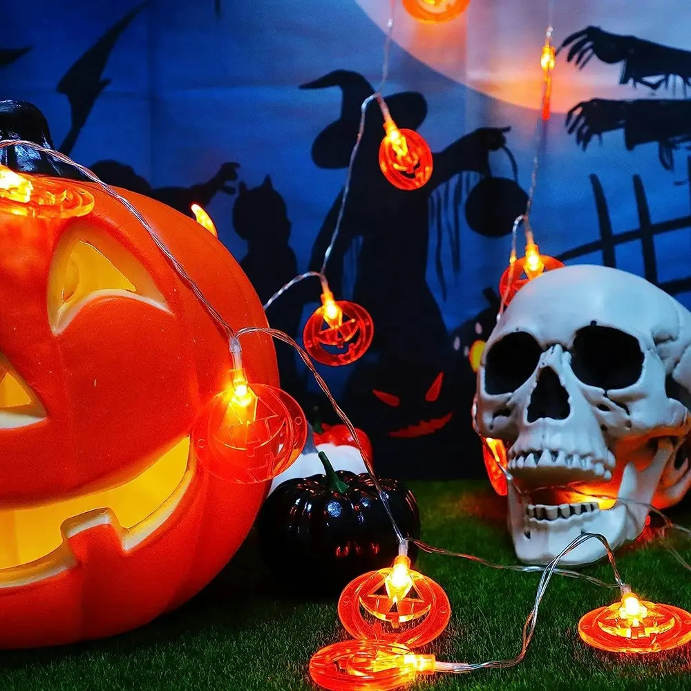 1/2 Pack Halloween Lights Outdoor Indoor LED 3D Pumpkin String Lights