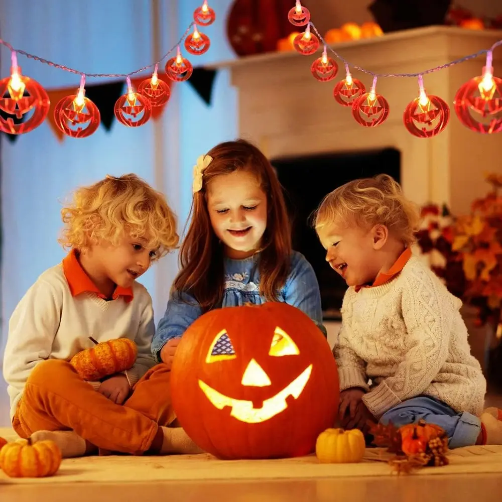 1/2 Pack Halloween Lights Outdoor Indoor LED 3D Pumpkin String Lights