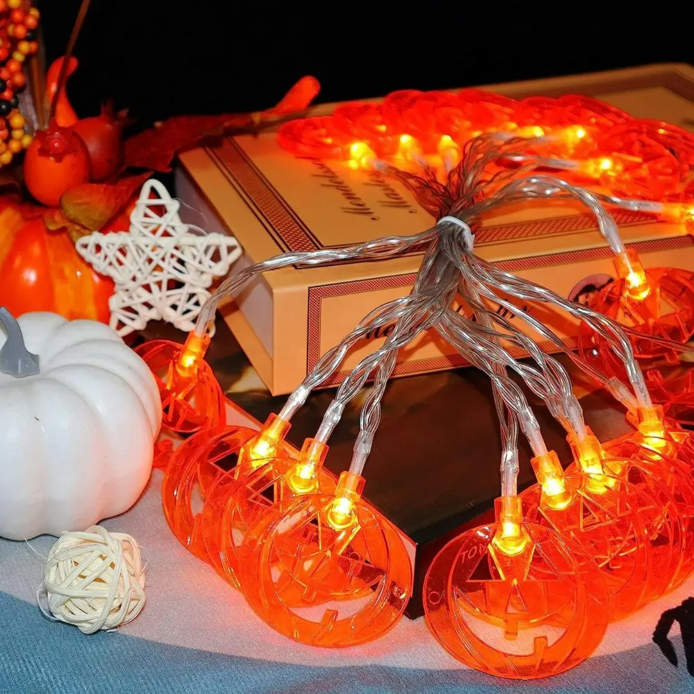 1/2 Pack Halloween Lights Outdoor Indoor LED 3D Pumpkin String Lights