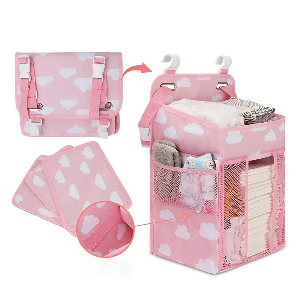 Hanging Baby Diaper Caddy Organizer Baby Crib Hanging Classified Storage Bag