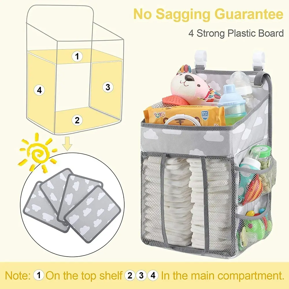 Hanging Baby Diaper Caddy Organizer Baby Crib Hanging Classified Storage Bag