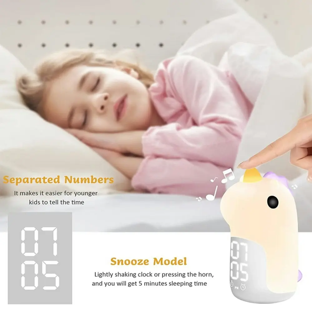 Unicorn Bedside Digital Alarm Clock Night Lights & Wake up Light