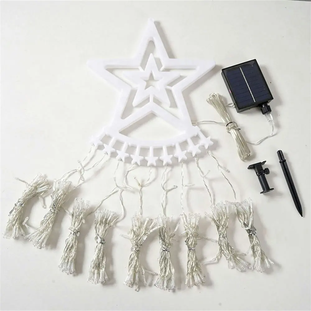 Solar LED Star Waterfall Lights Christmas Tree Decor String Lights