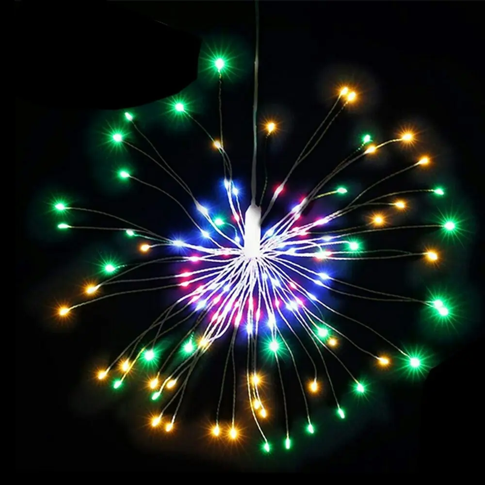 4 Pack solar powered 200 LED Fireworks Hanging LED String Lights for Xmas