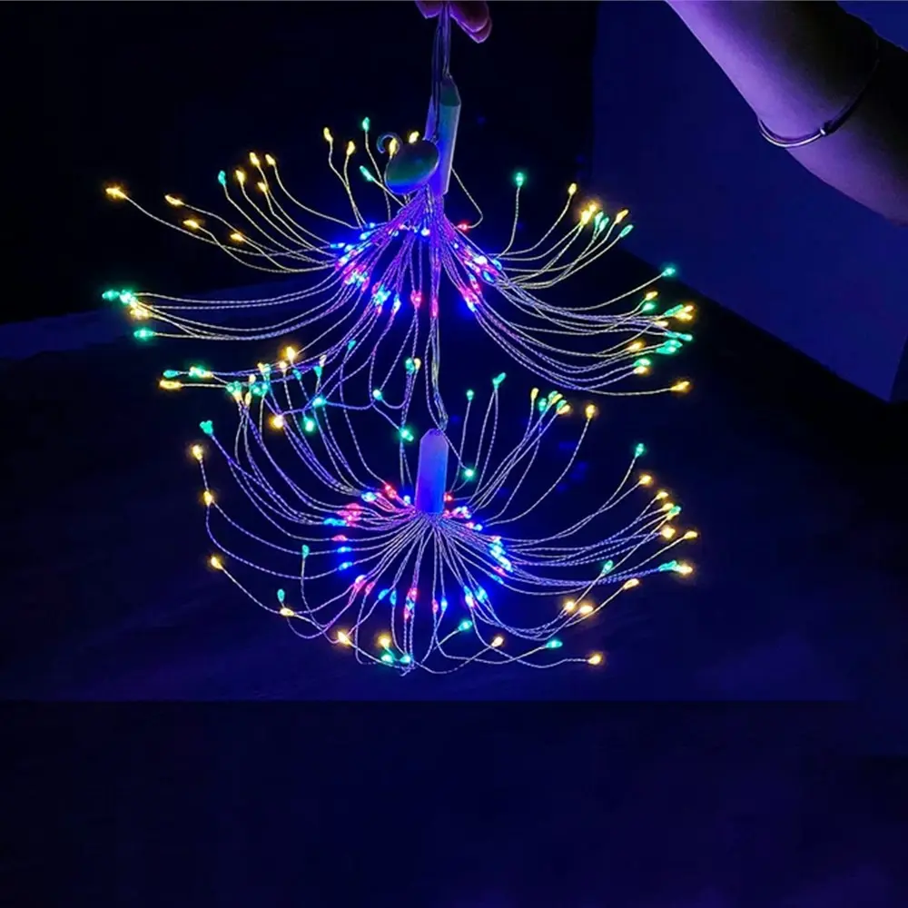 4 Pack solar powered 200 LED Fireworks Hanging LED String Lights for Xmas