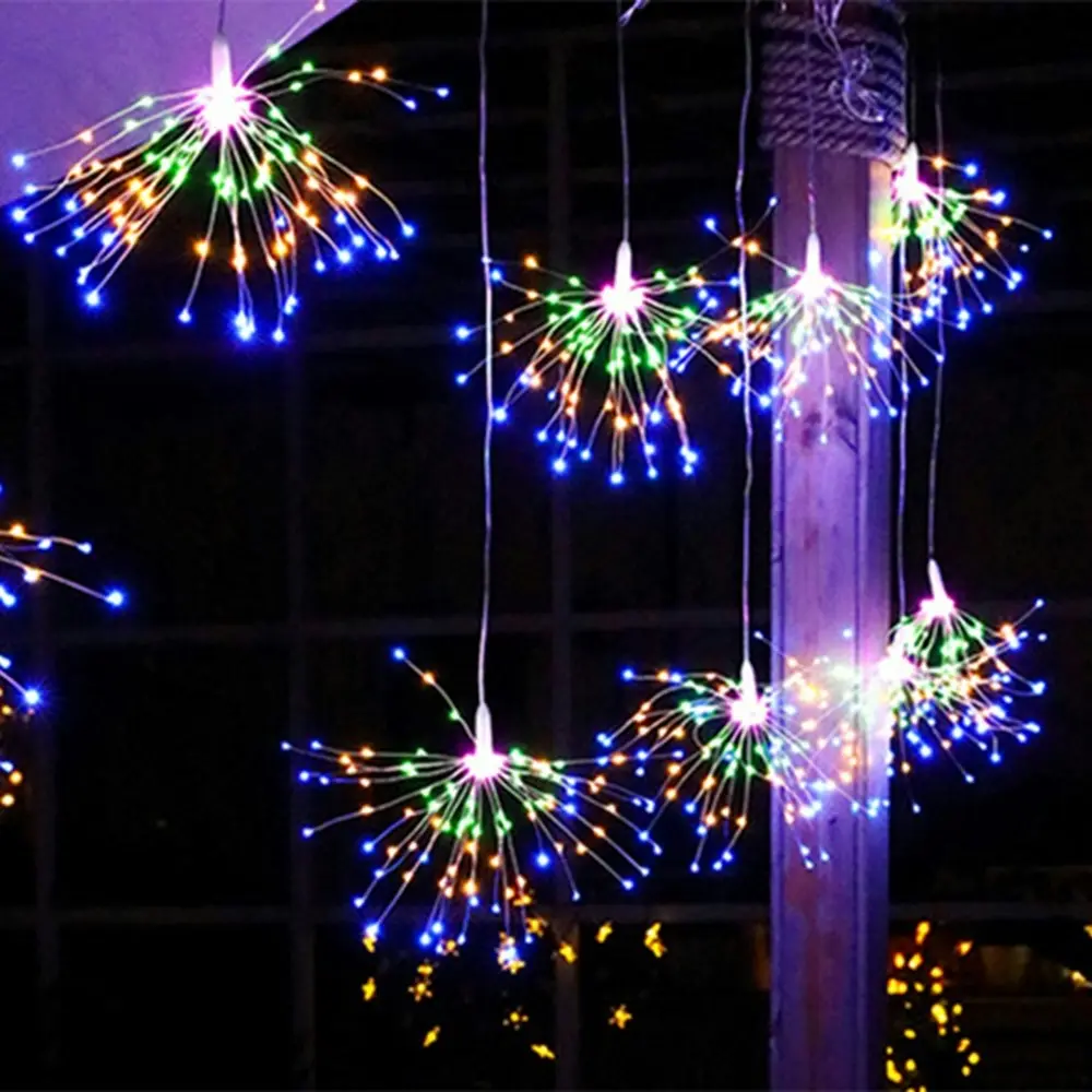 4 Pack solar powered 200 LED Fireworks Hanging LED String Lights for Xmas