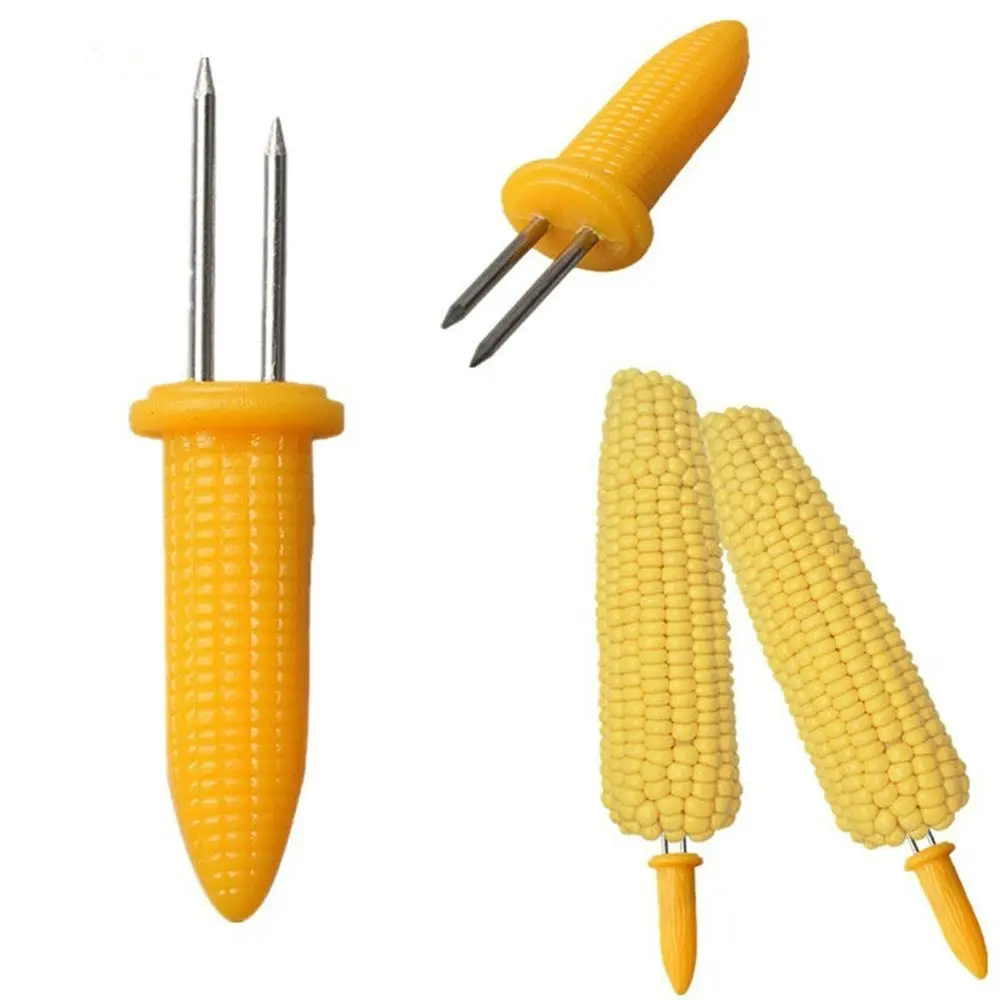 6Pcs Stainless Steel Corn Holders Corn on The Cob Skewers Barbecue Tool