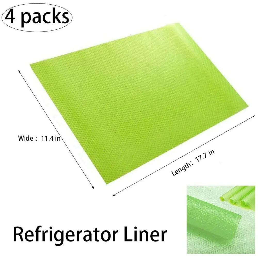 4 Pcs Refrigerator Mat Plastic Fridge Mat, Refrigerator Shelf Liner Can Be Cut Refrigerator Mat Drawer Table Placemats for Shelves