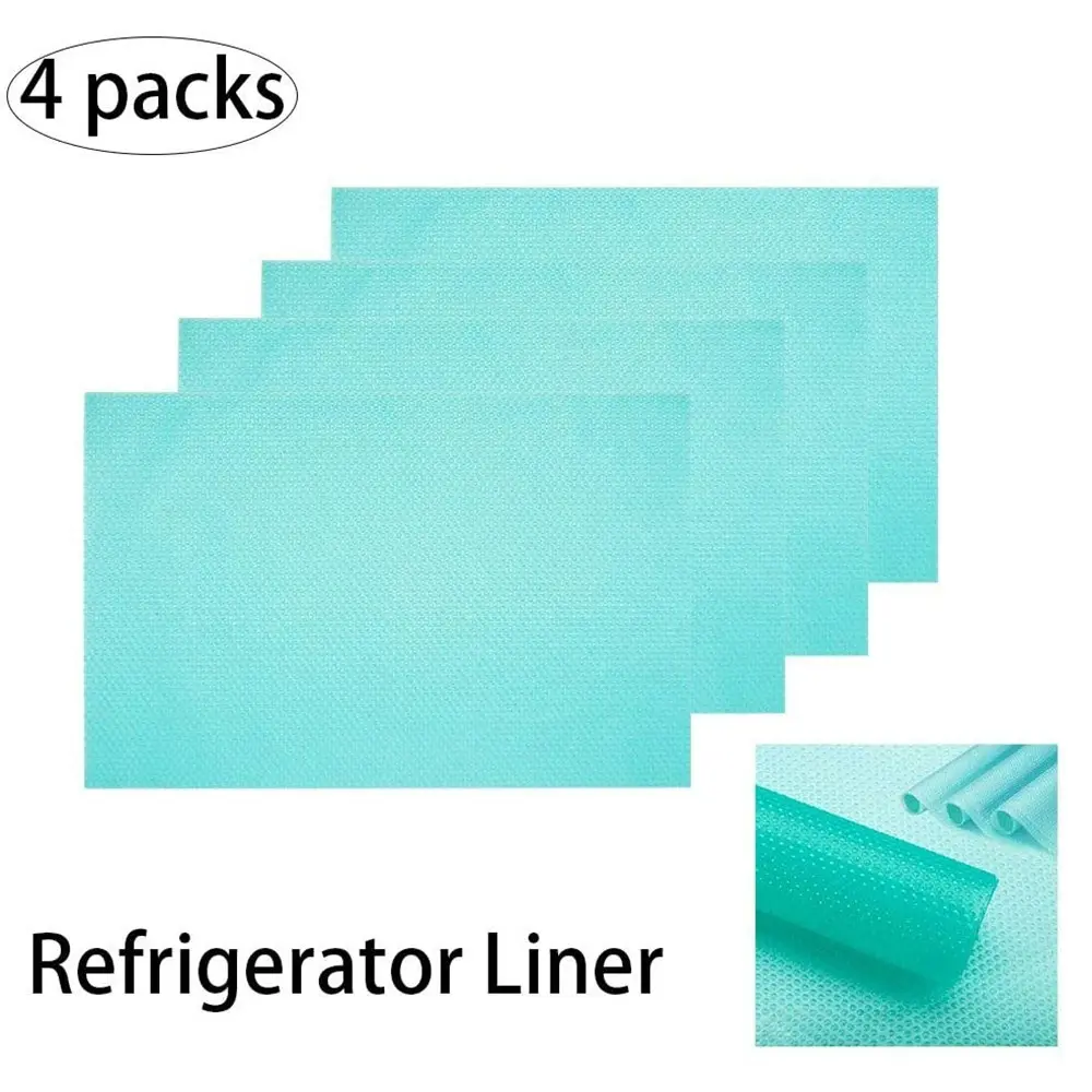 4 Pcs Refrigerator Mat Plastic Fridge Mat, Refrigerator Shelf Liner Can Be Cut Refrigerator Mat Drawer Table Placemats for Shelves