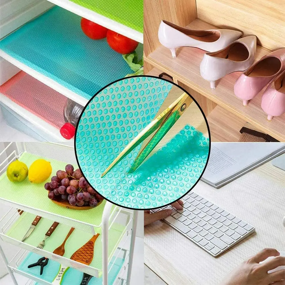 4 Pcs Refrigerator Mat Plastic Fridge Mat, Refrigerator Shelf Liner Can Be Cut Refrigerator Mat Drawer Table Placemats for Shelves