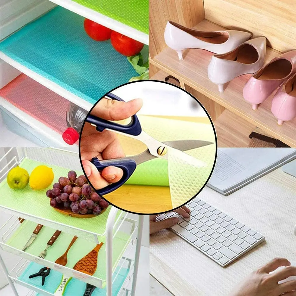 4 Pcs Refrigerator Mat Plastic Fridge Mat, Refrigerator Shelf Liner Can Be Cut Refrigerator Mat Drawer Table Placemats for Shelves