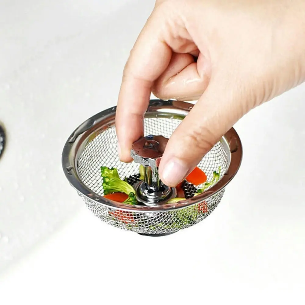 2Pcs Stainless Steel Kitchen Sink Strainer Stopper Waste Plug Sink Filter