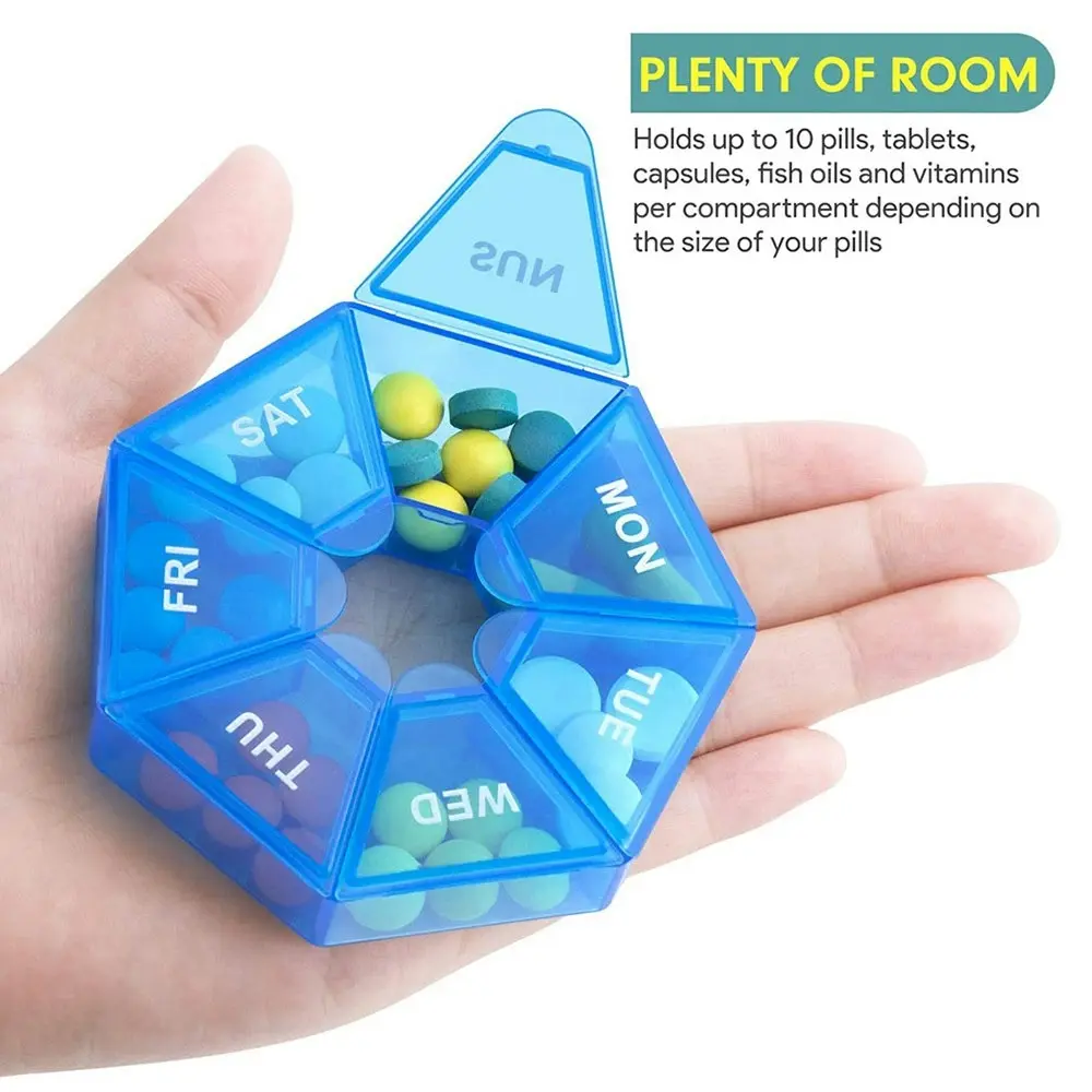 2 Pcs Portable Travel Pill Box 7 Days Weekly Pill Organizer Dispenser Medicine Case