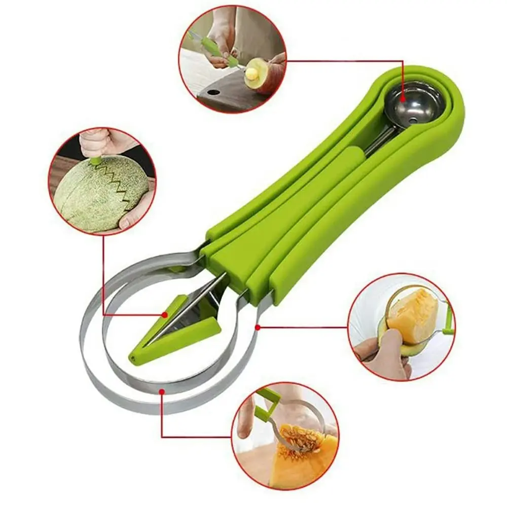 3 in 1 Stainless Steel Carving Knife Fruit Spoon Seed Remover