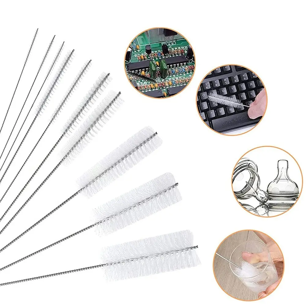 10Pcs Set Stainless Soft Hair Cleaning Nylon Brush