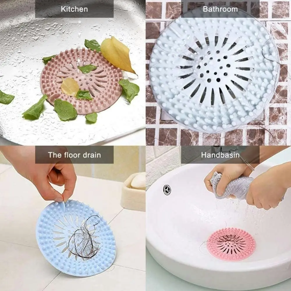 5 Pack Hair Catcher Durable Silicone Hair Stopper Bathroom Shower Drain Covers