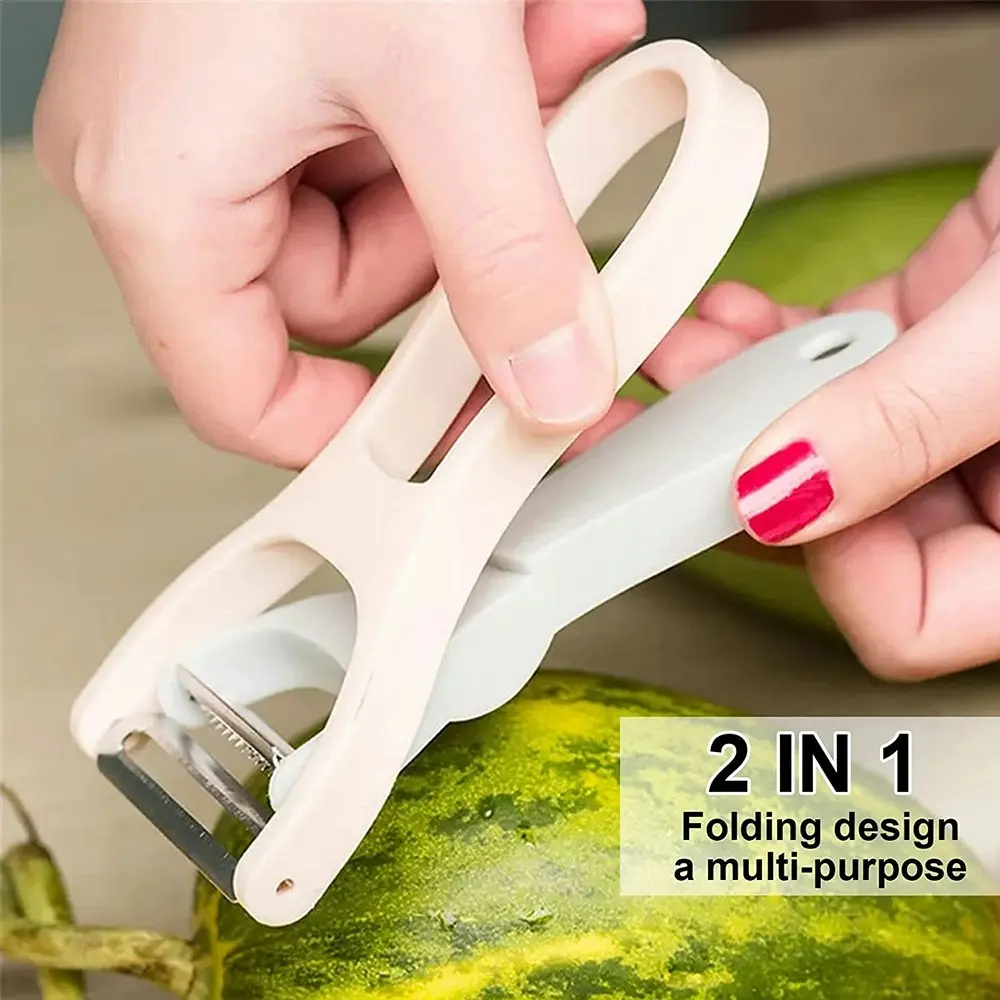 2-in-1 Kitchen Multifunction Julienne Peeler Stainless Steel Serrated Shredder